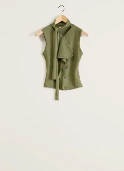 Online CARDIGAN ASYMÉTRIQUE SANS MANCHES Femme Maille|Hauts