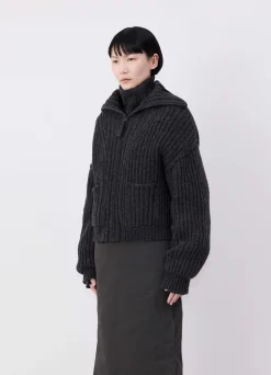 Best CARDIGAN ZIPPÉ À COL CAMIONNEUR Femme Maille