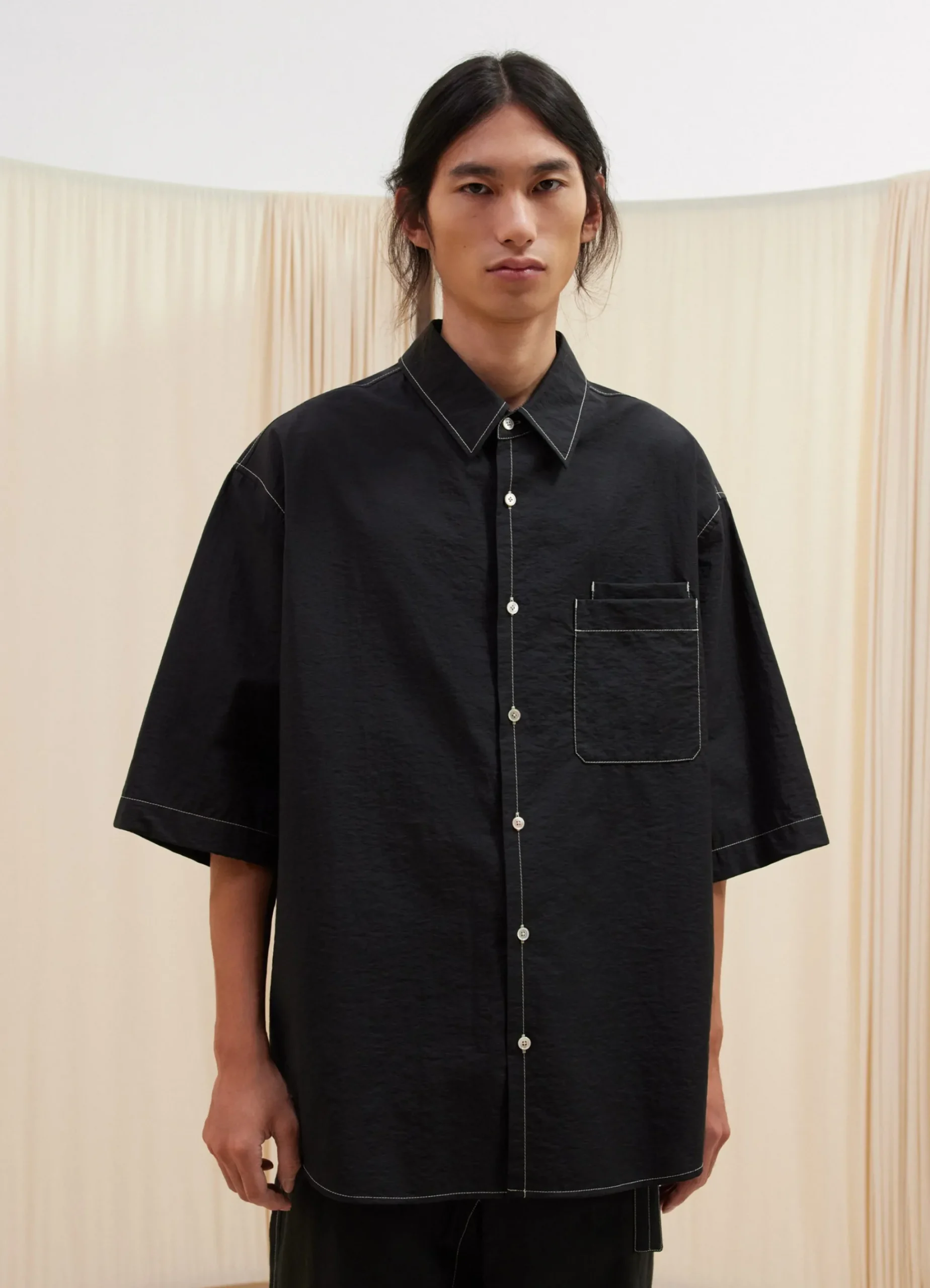 Sale CHEMISE À MANCHES COURTES ET À POCHE DOUBLE Homme Chemises