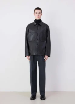 Outlet CHEMISE EN CUIR À COL MONTANT Homme Chemises|Vestes & Outerwear
