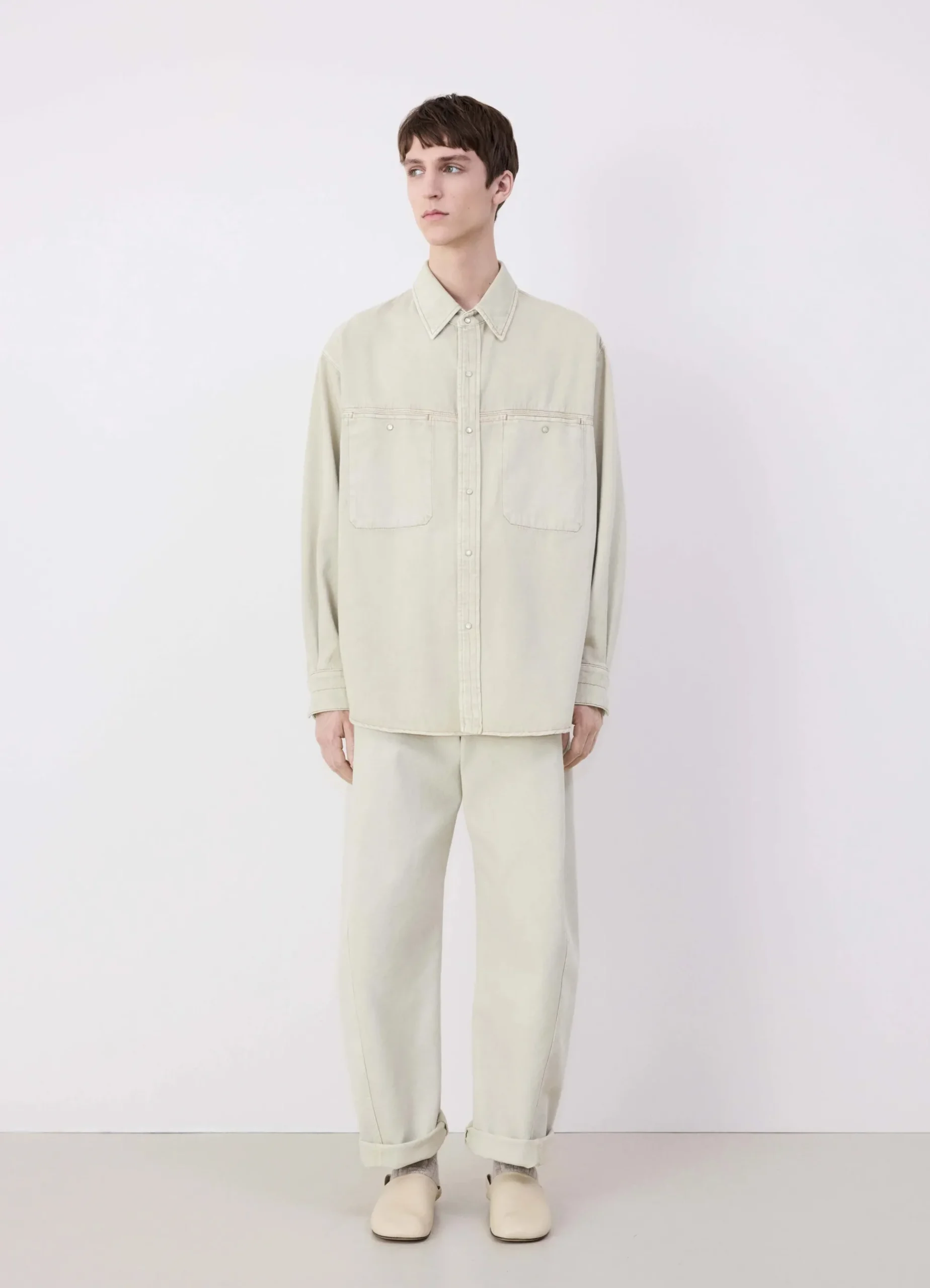 Fashion CHEMISE EN DENIM À BOUTONS PRESSION Homme Denim|Chemises