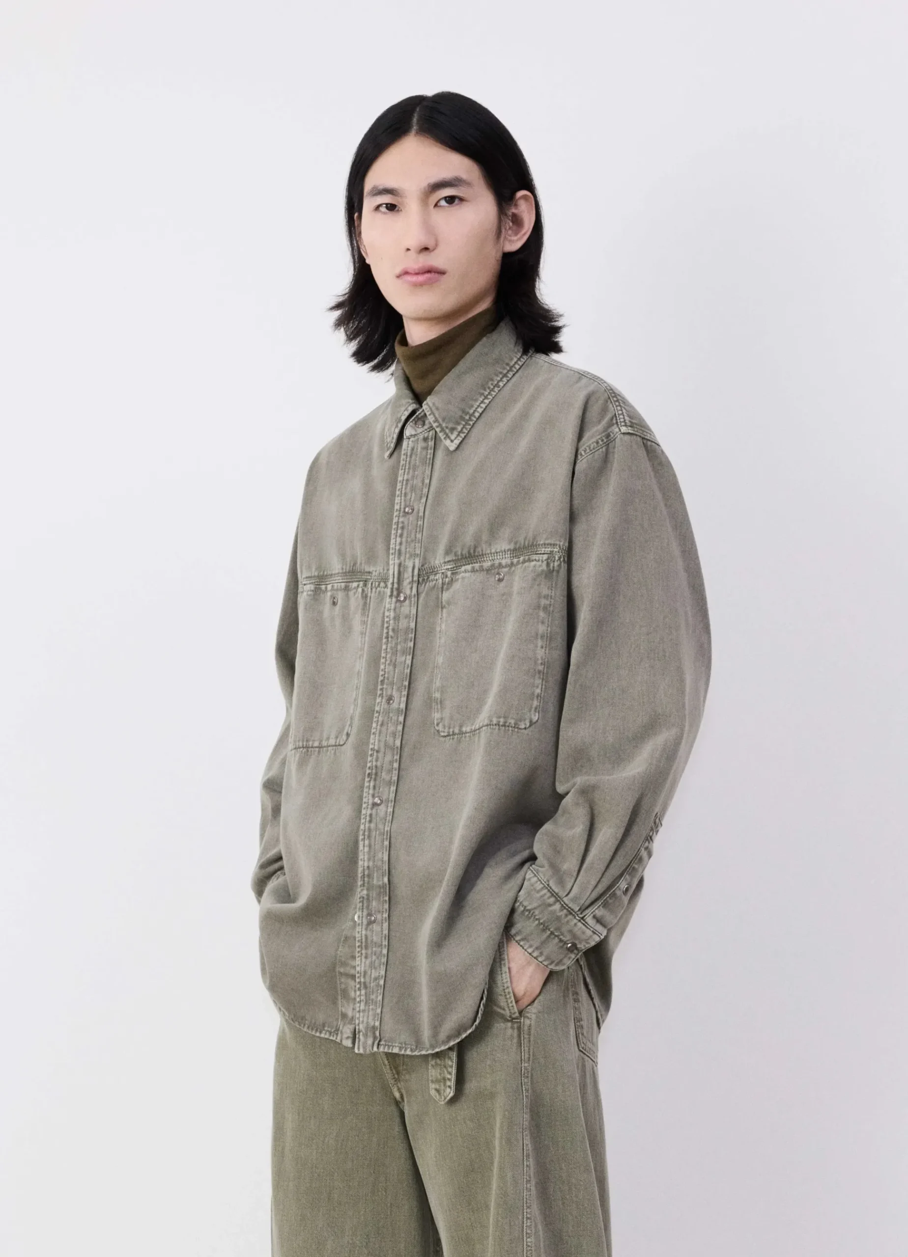 Hot CHEMISE EN DENIM À BOUTONS PRESSION Homme Denim|Chemises