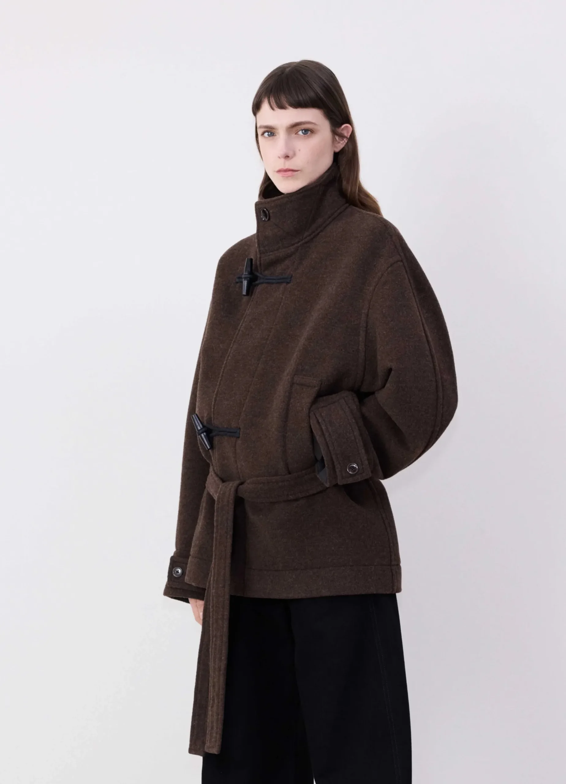 Sale DUFFLE-COAT PEIGNOIR À SURPIQÛRES CONTRASTÉES Femme Manteaux