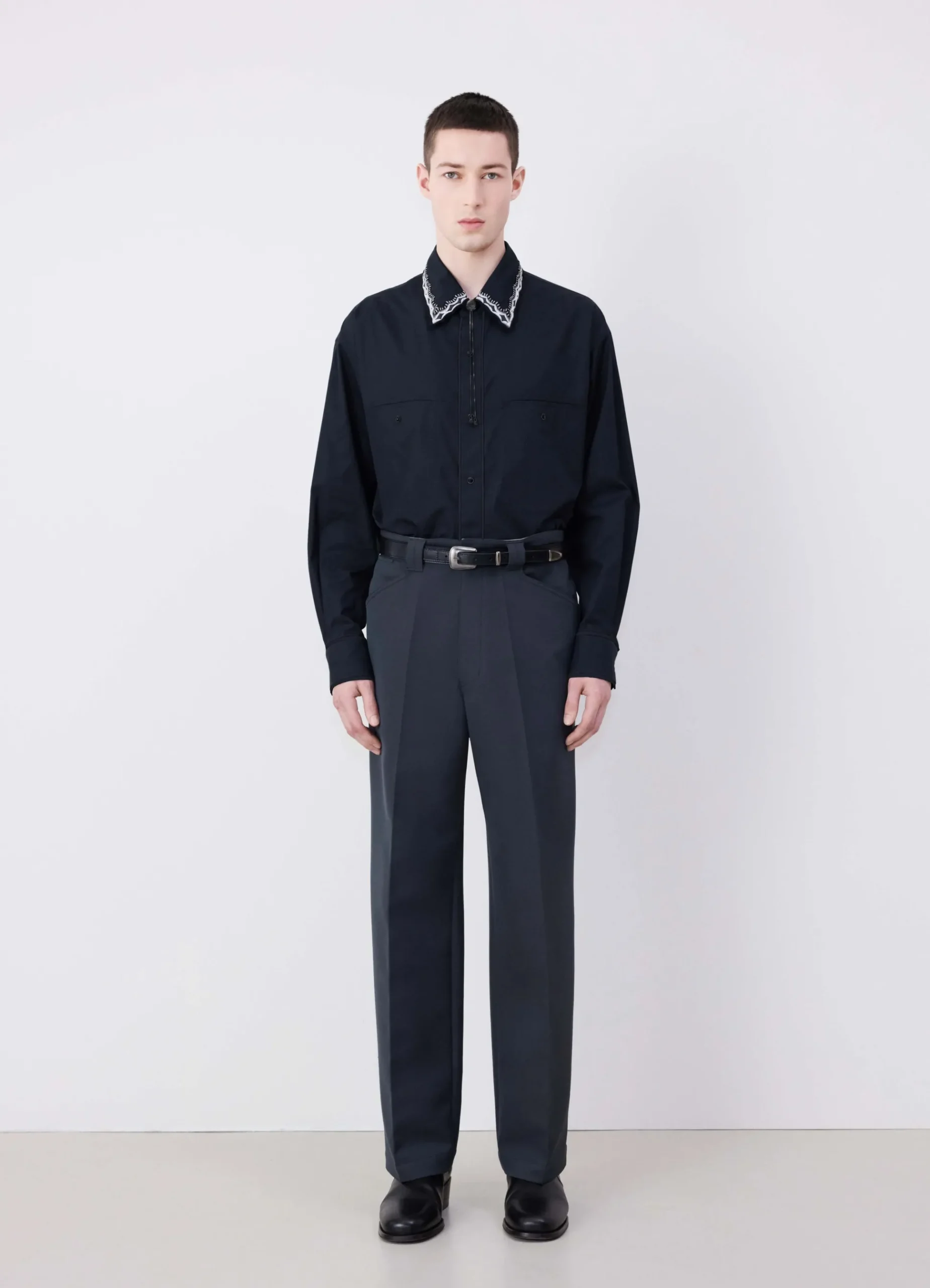 Clearance EMBROIDERED COLLAR SHIRT Homme Chemises