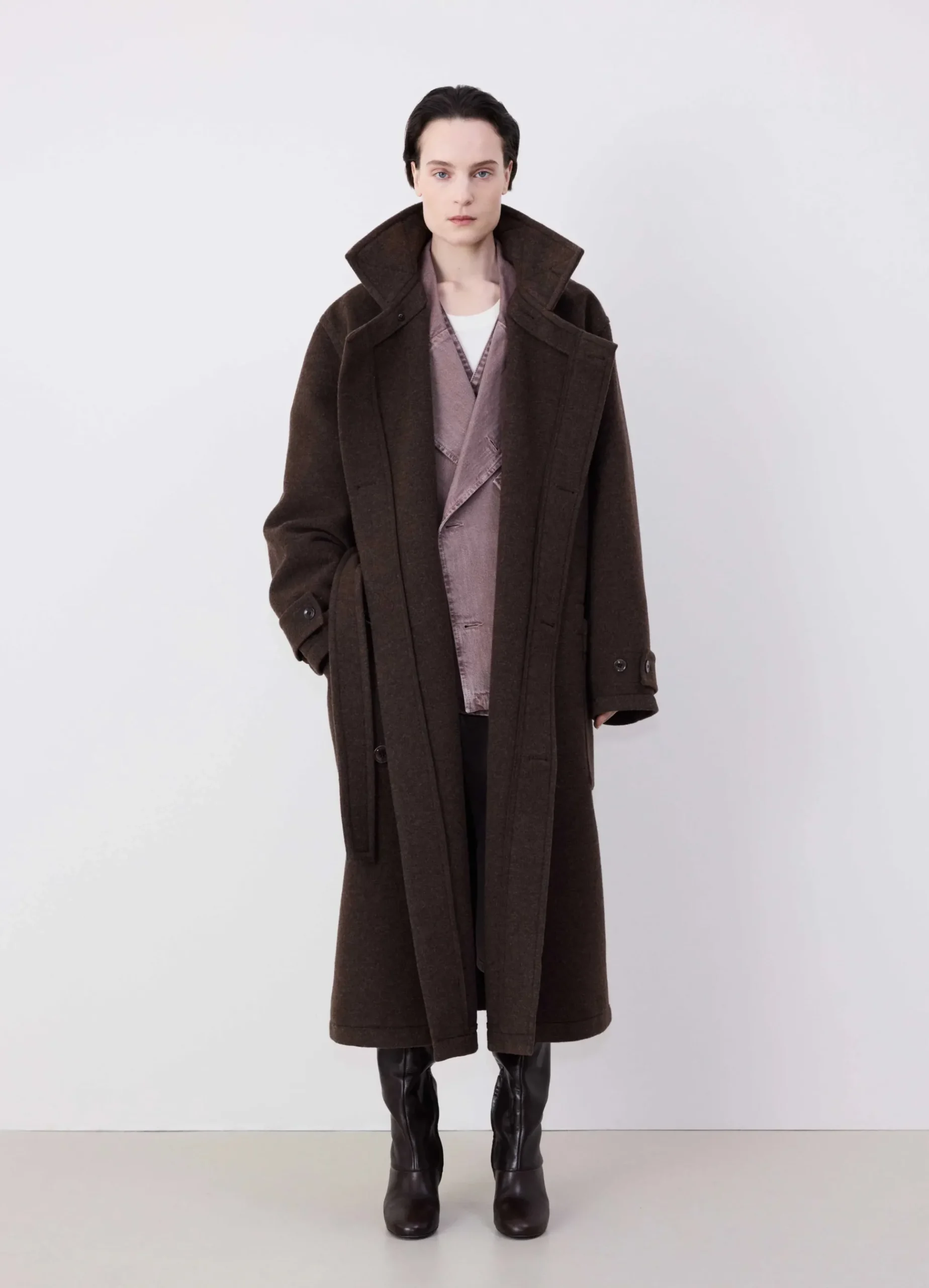 New MANTEAU ENVELOPPANT À SURPIQÛRES CONTRASTÉES Femme Manteaux|Manteaux