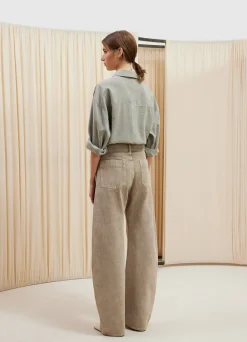 Shop PANTALON ARRONDI TAILLE HAUTE Femme Denim|Pantalons