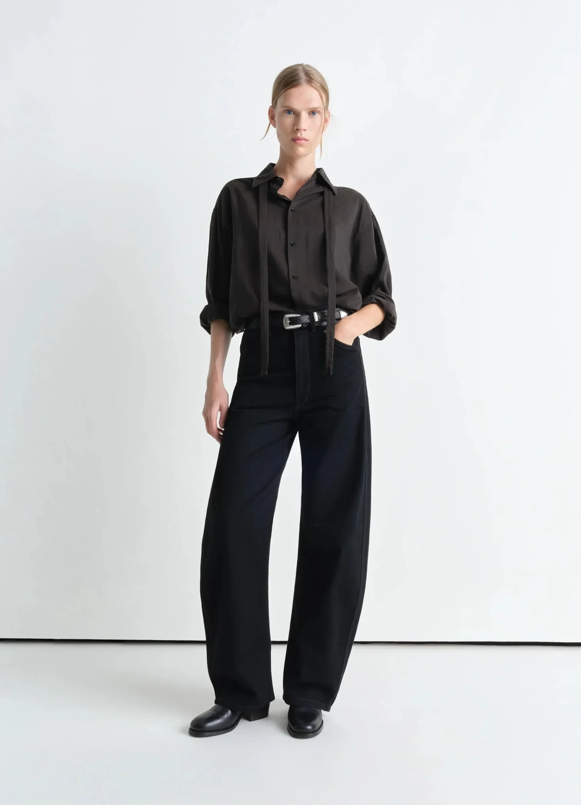 Sale PANTALON ARRONDI TAILLE HAUTE Femme Denim|Pantalons