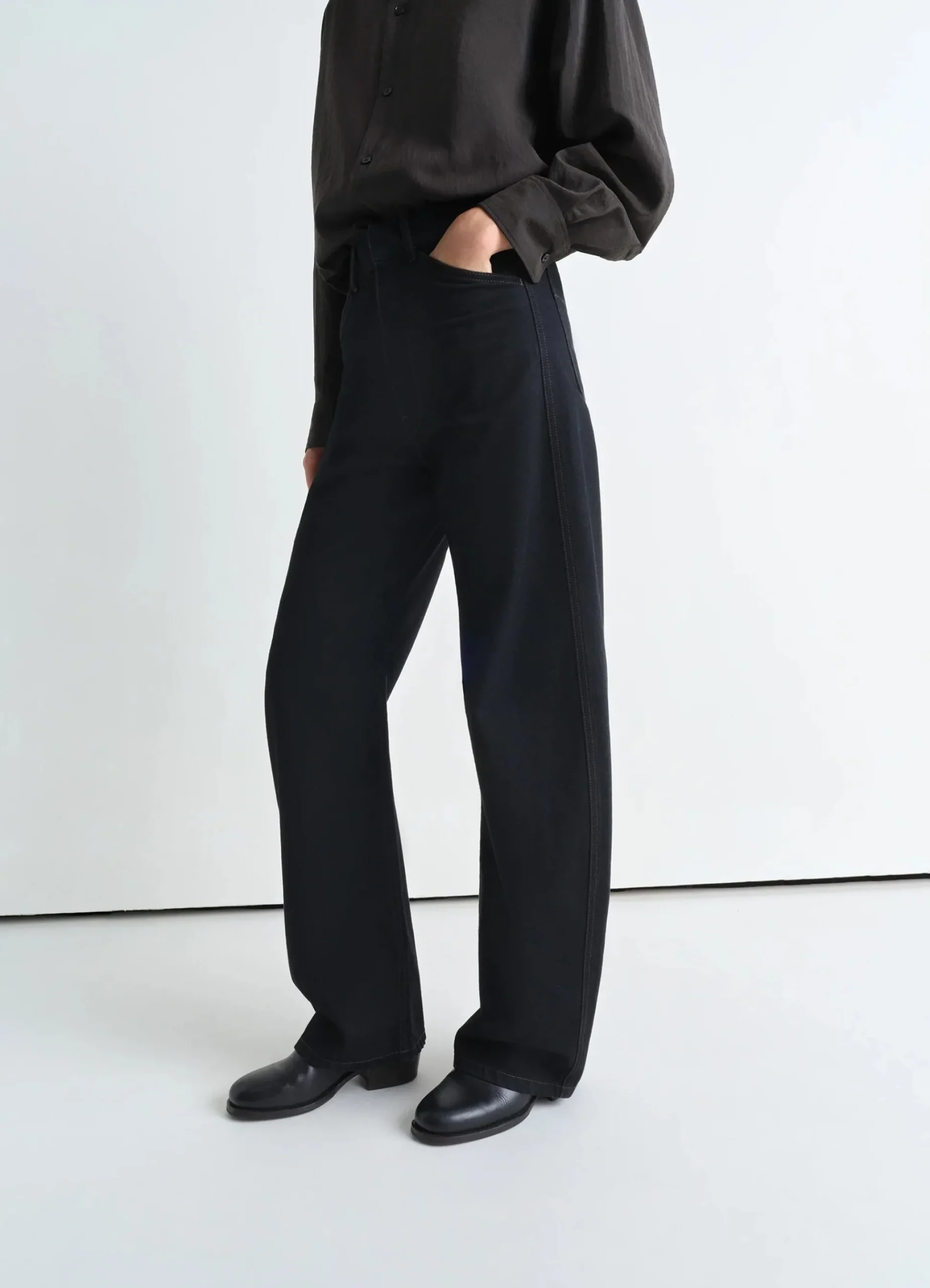 Sale PANTALON ARRONDI TAILLE HAUTE Femme Denim|Pantalons