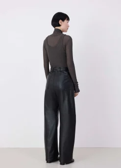 New PANTALON TWISTED CEINTURÉ EN CUIR Femme Pantalons|Pantalons