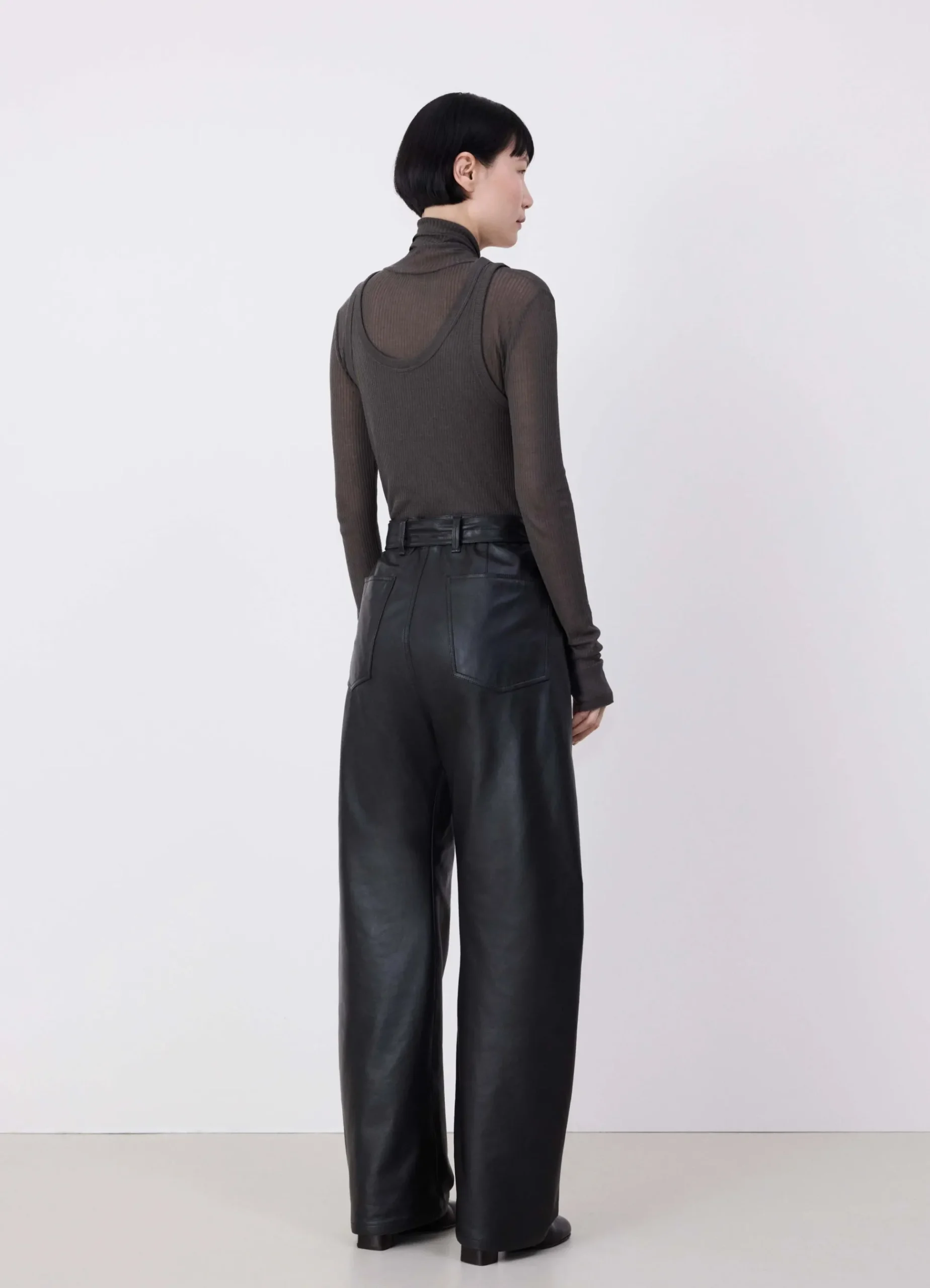 New PANTALON TWISTED CEINTURÉ EN CUIR Femme Pantalons|Pantalons