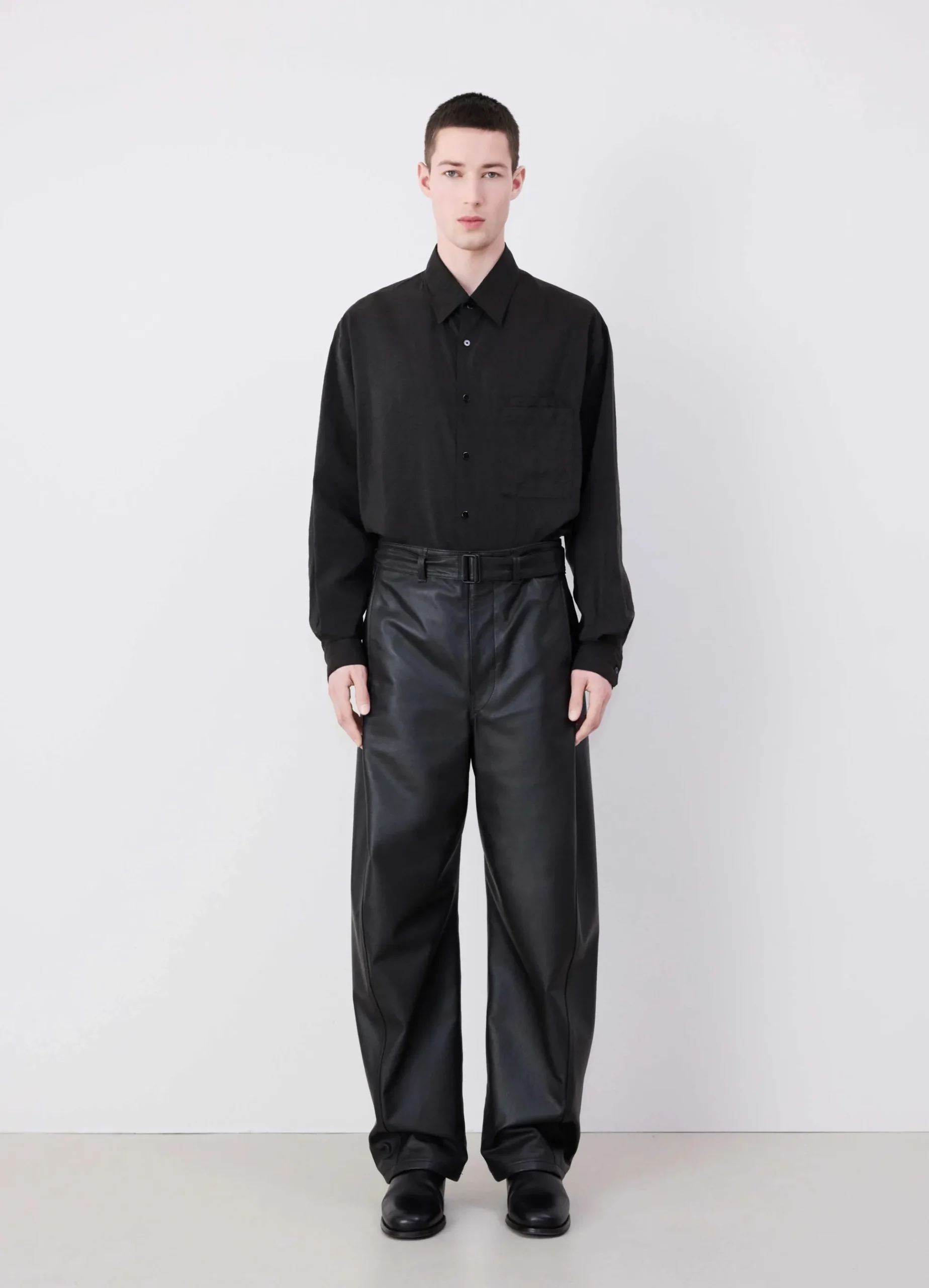New PANTALON TWISTED CEINTURÉ EN CUIR Femme Pantalons|Pantalons