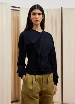 New PULL-OVER CARDIGAN EN TROMPE L'OEIL Femme Maille|Hauts