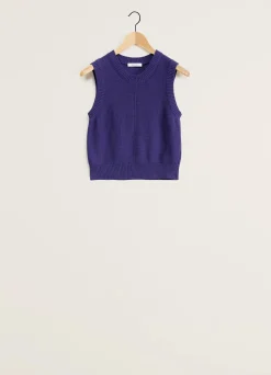 New PULL-OVER COURT SANS MANCHES Femme Maille|Hauts
