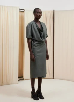 Outlet ROBE PORTEFEUILLE À MANCHES COURTES Femme Robes