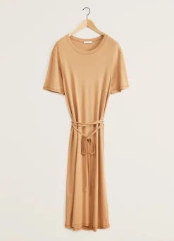 Cheap ROBE T-SHIRT CÔTELÉE ET CEINTURÉE Femme Robes