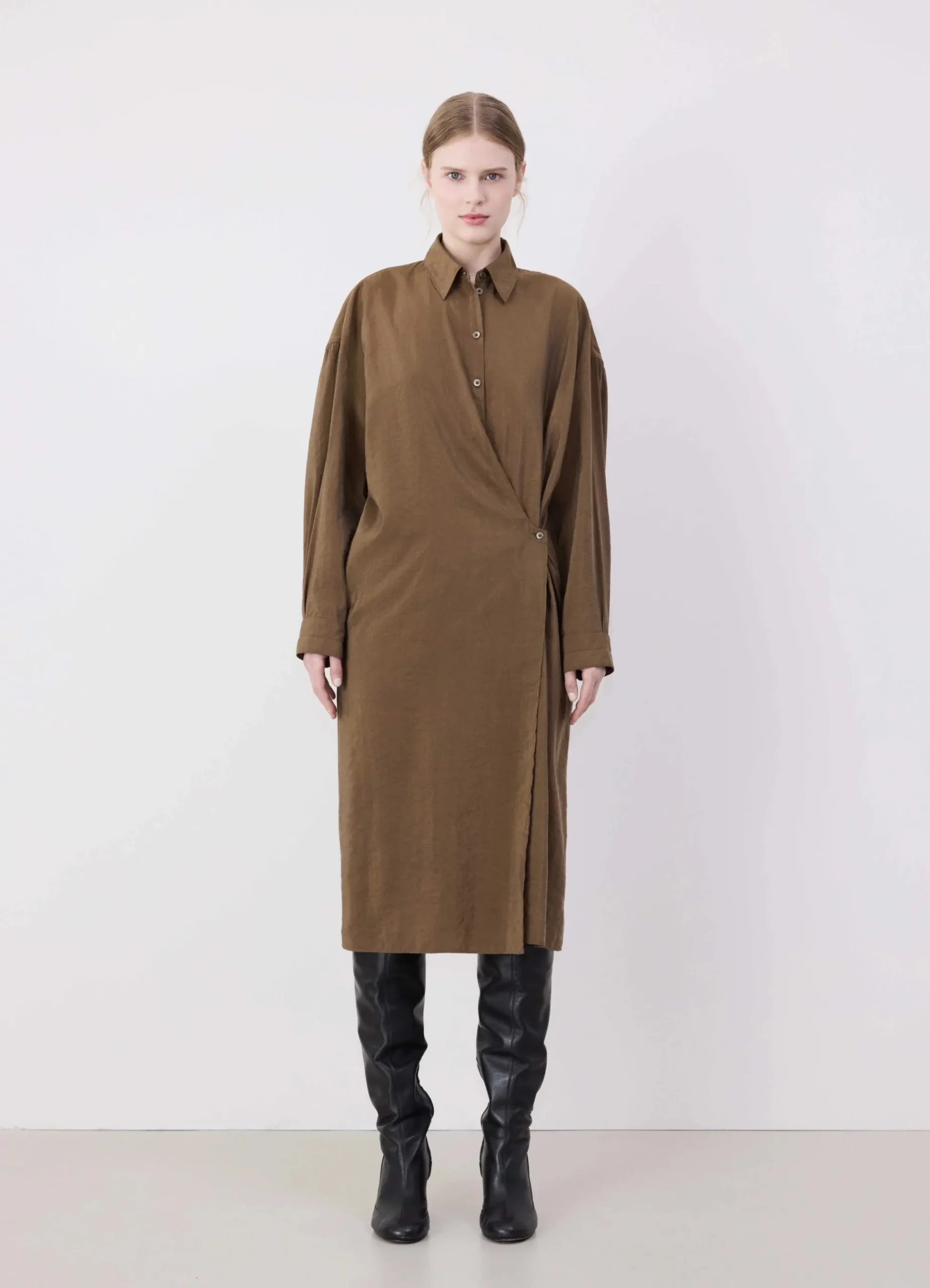 Hot ROBE TWISTED À COL DROIT Femme Robes