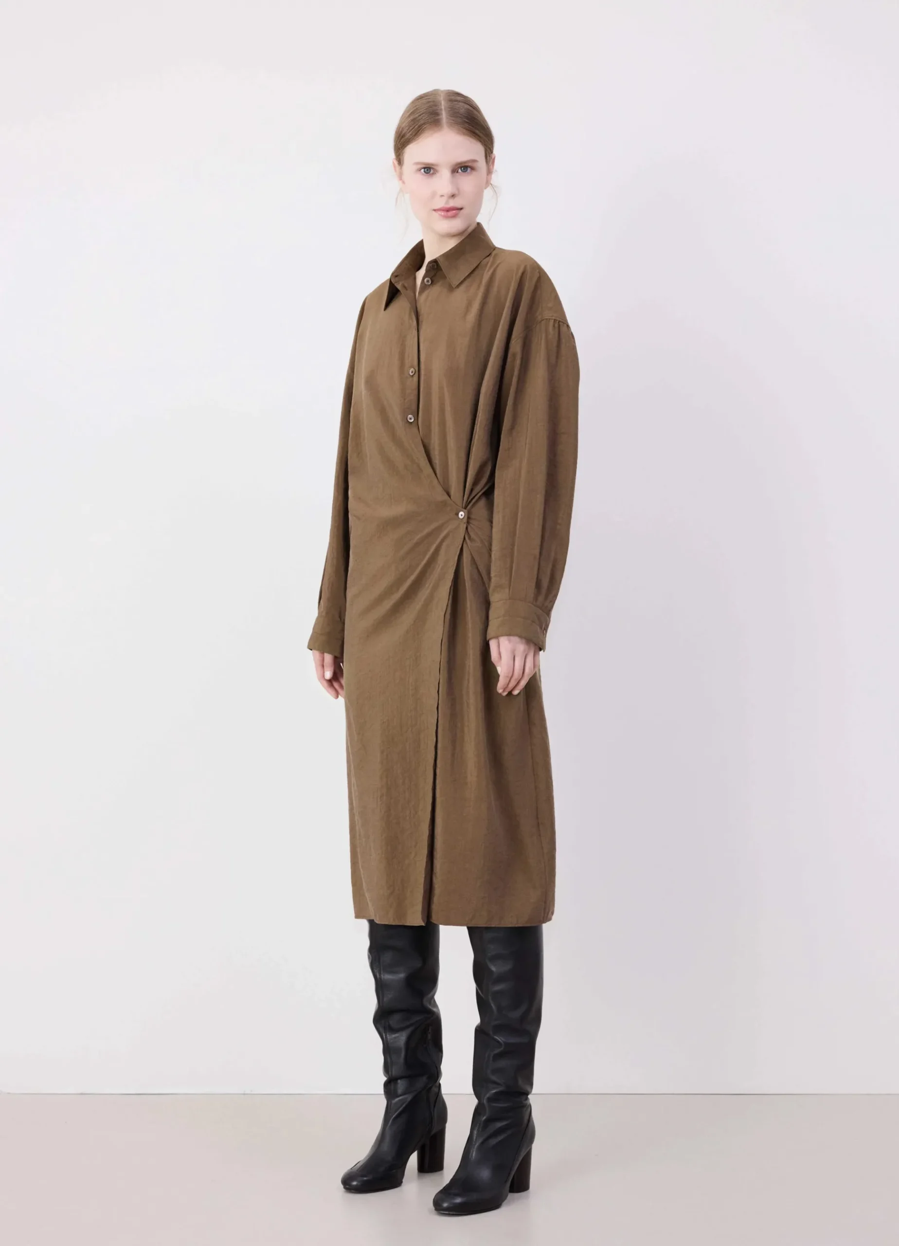 Hot ROBE TWISTED À COL DROIT Femme Robes