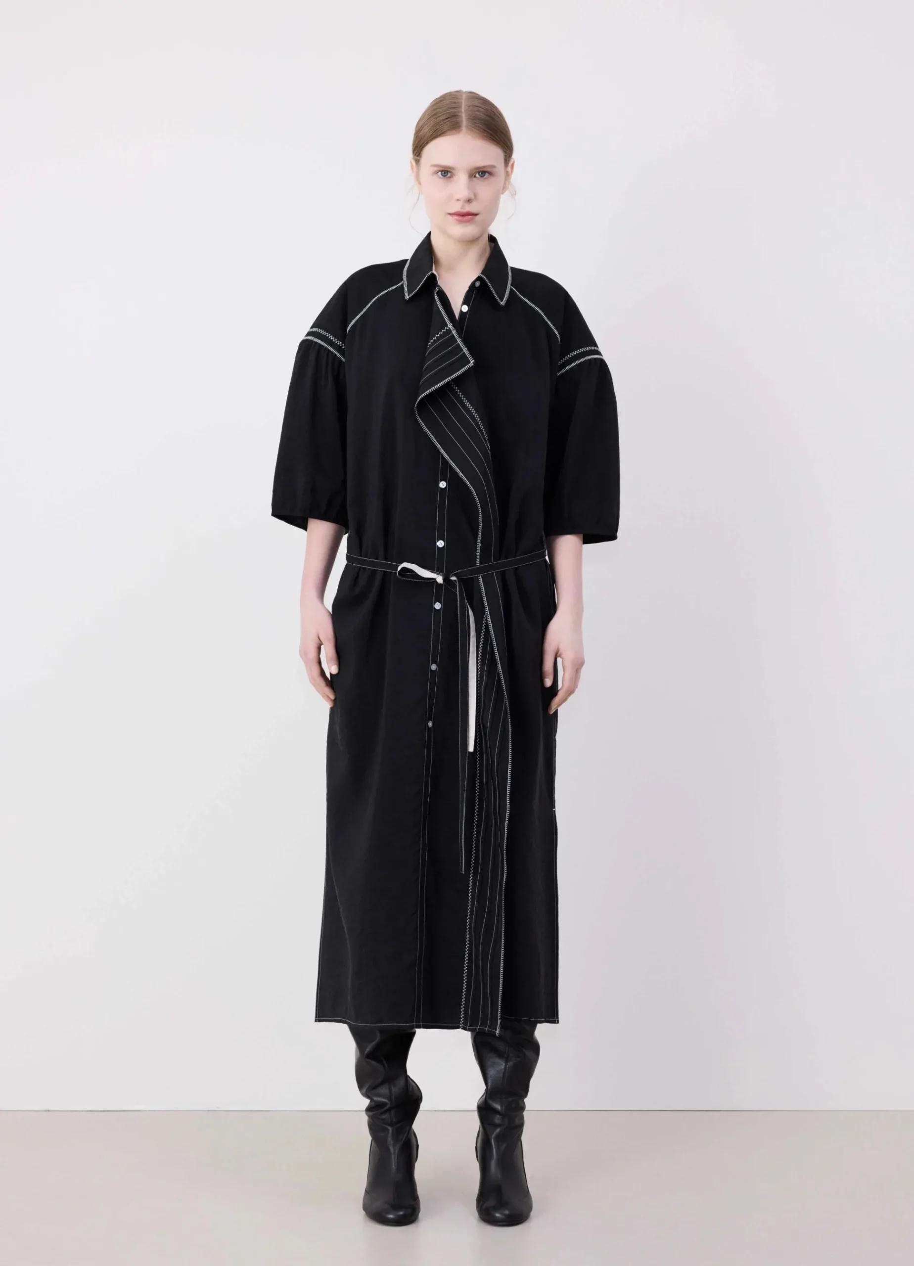 Best Sale ROBE-CHEMISE ASYMÉTRIQUE BRODÉE Femme Robes