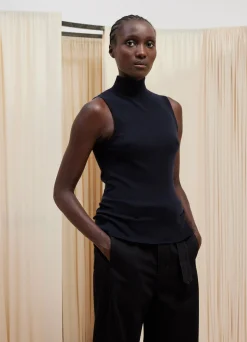Cheap TOP À COL MONTANT SANS MANCHES ET SANS COUTURES Femme Maille|Hauts