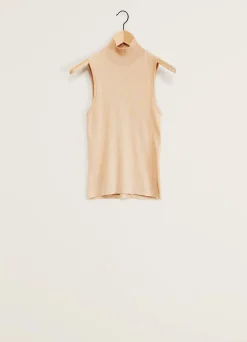 Flash Sale TOP À COL MONTANT SANS MANCHES ET SANS COUTURES Femme Maille|Hauts