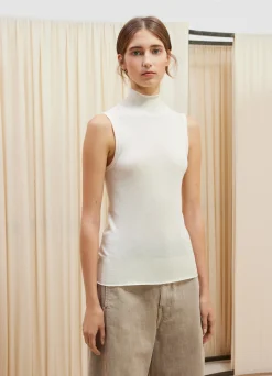 Best TOP À COL MONTANT SANS MANCHES ET SANS COUTURES Femme Hauts|Maille