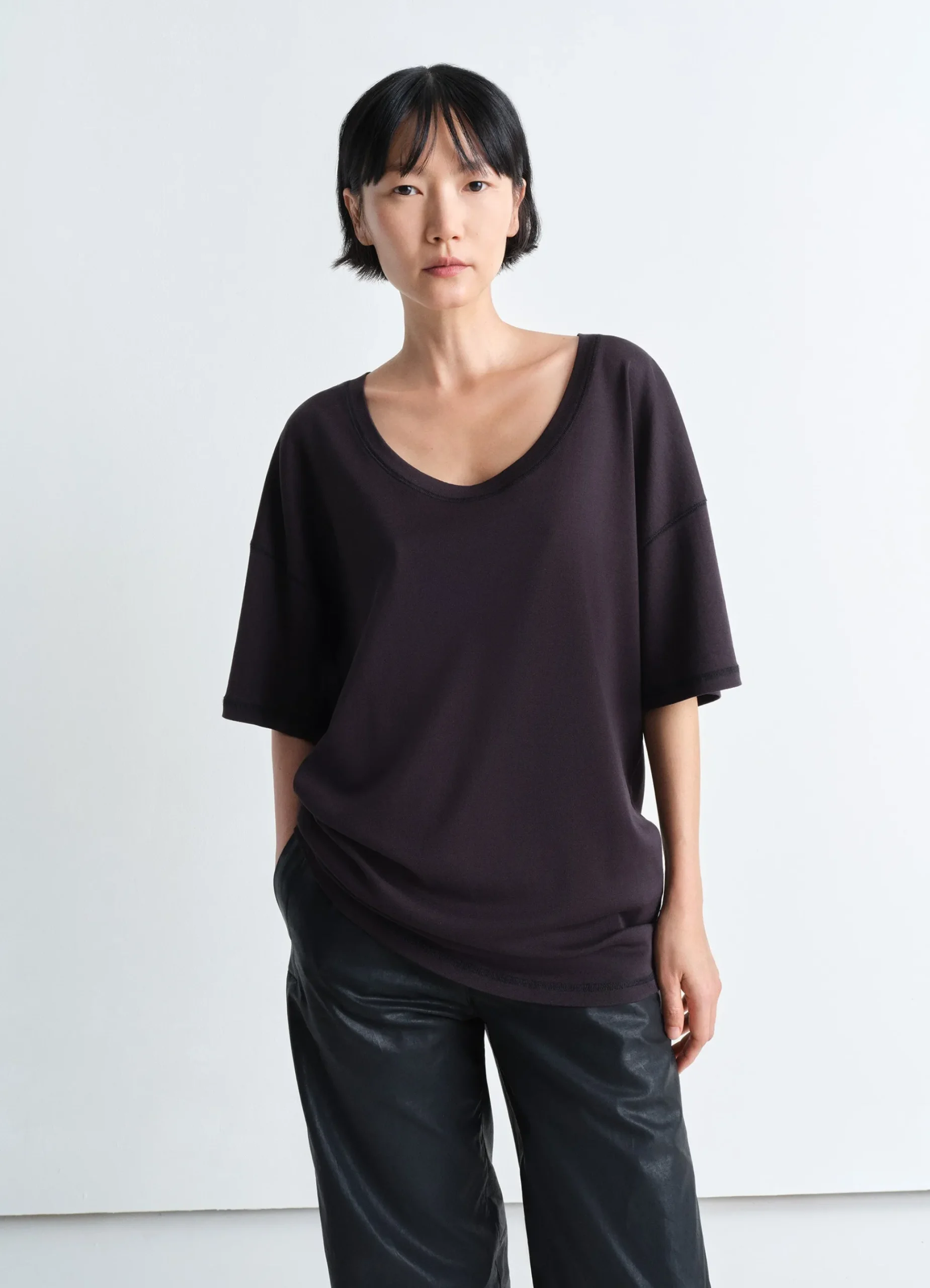 New T-SHIRT CÔTELÉ Femme Hauts