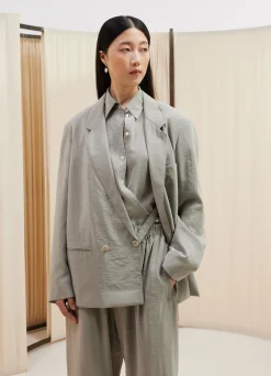 Store VESTE À DOUBLE BOUTONNAGE EN SOIE SÈCHE Femme Vestes & Outerwear