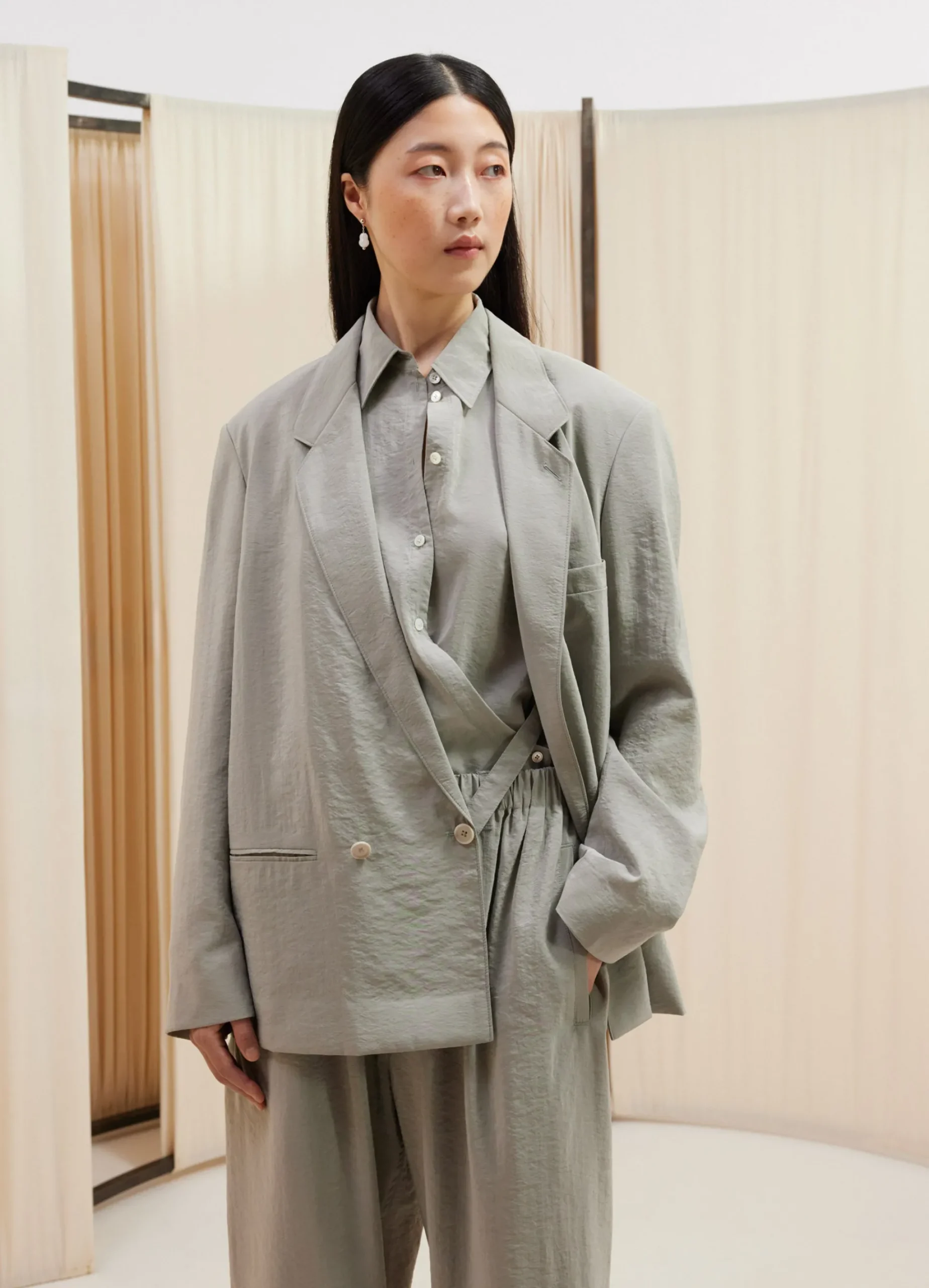 Store VESTE À DOUBLE BOUTONNAGE EN SOIE SÈCHE Femme Vestes & Outerwear