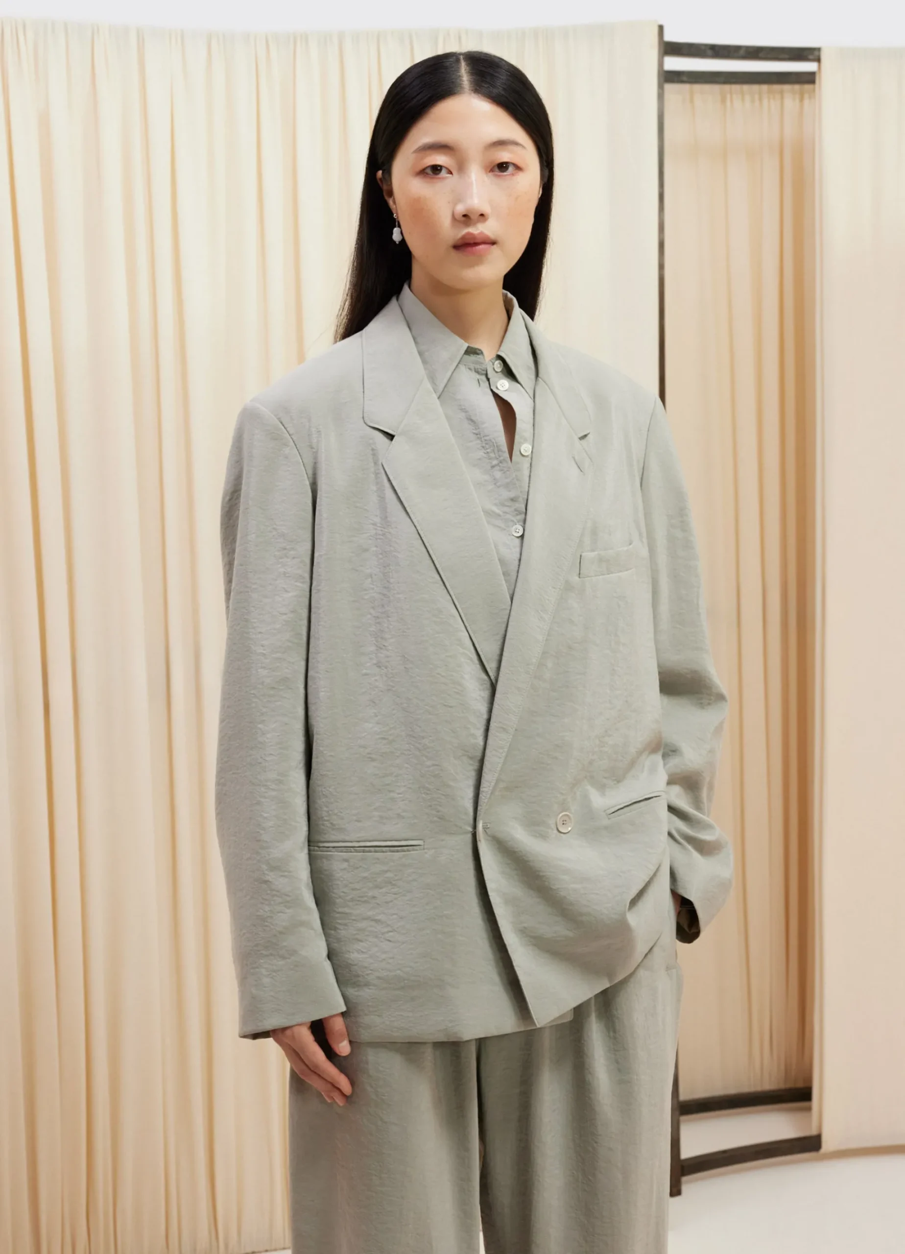 Store VESTE À DOUBLE BOUTONNAGE EN SOIE SÈCHE Femme Vestes & Outerwear